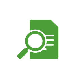 MEL icon of magnifying glass and report
